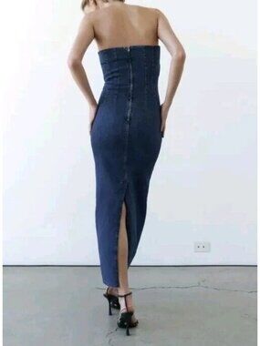 zara navy blue maxi dress ZARA NWT WOMAN $79 SS25 ZW COLLECTION SATIN EFFECT MAXI DRESS DARK NAVY 9763/987